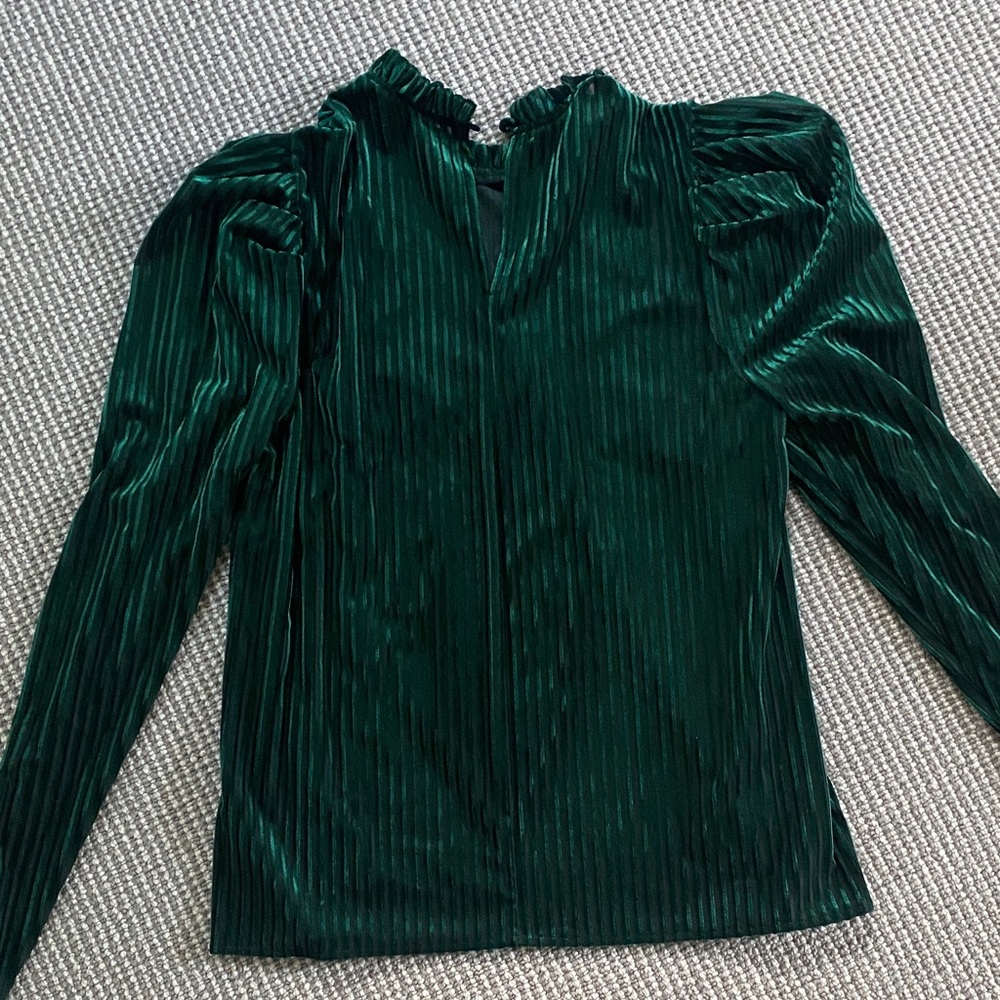 Aqua Bloomingdale’s Exclusive Green Velvet Blouse